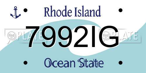 7992IG Rhode Island License Plate