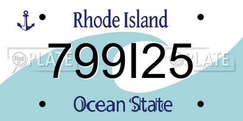 799I25 Rhode Island License Plate