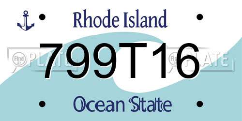 799T16 Rhode Island License Plate