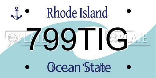 799TIG Rhode Island License Plate