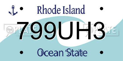 799UH3 Rhode Island License Plate