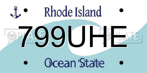 799UHE Rhode Island License Plate
