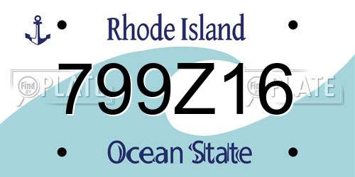 799Z16 Rhode Island License Plate
