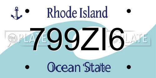 799ZI6 Rhode Island License Plate