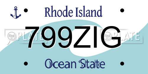 799ZIG Rhode Island License Plate