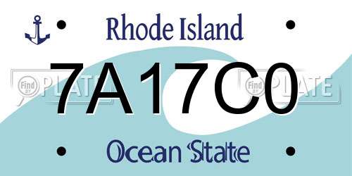 7A17C0 Rhode Island License Plate