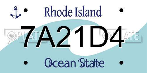 7A21D4 Rhode Island License Plate