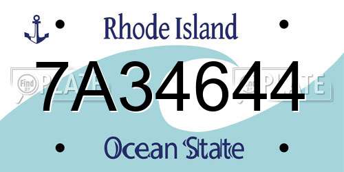 7A34644 Rhode Island License Plate