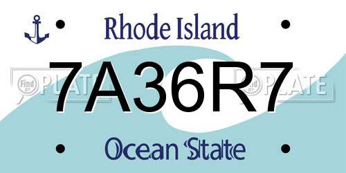 7A36R7 Rhode Island License Plate