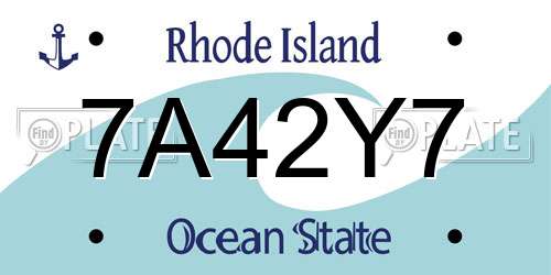 7A42Y7 Rhode Island License Plate