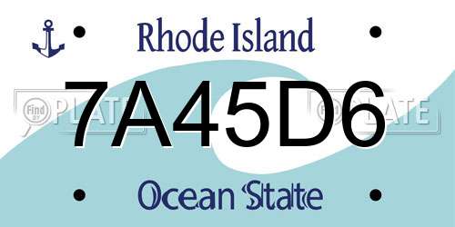 7A45D6 Rhode Island License Plate