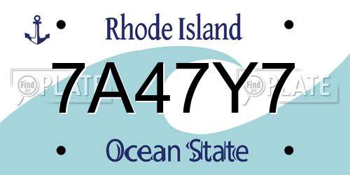 7A47Y7 Rhode Island License Plate