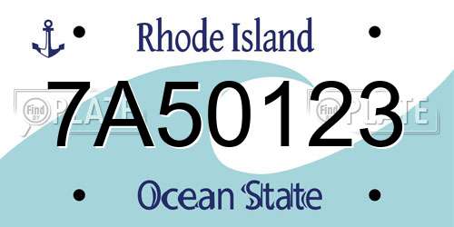 7A50123 Rhode Island License Plate