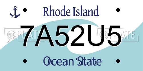7A52U5 Rhode Island License Plate