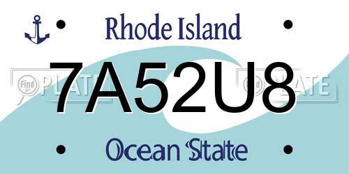 7A52U8 Rhode Island License Plate