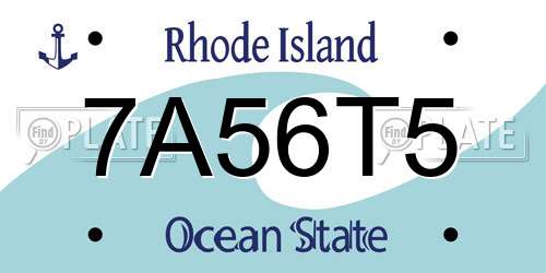 7A56T5 Rhode Island License Plate