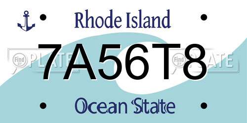 7A56T8 Rhode Island License Plate