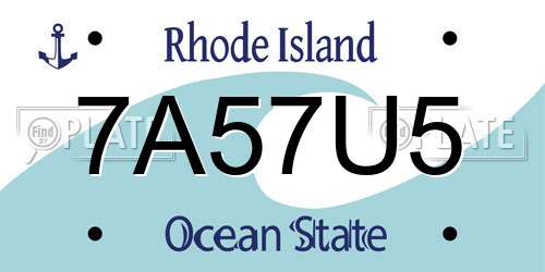 7A57U5 Rhode Island License Plate