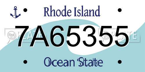 7A65355 Rhode Island License Plate