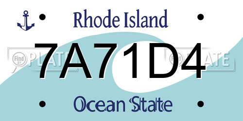7A71D4 Rhode Island License Plate