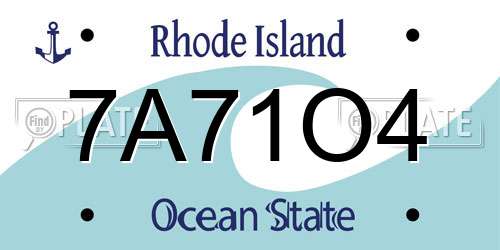 7A71O4 Rhode Island License Plate