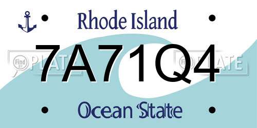 7A71Q4 Rhode Island License Plate