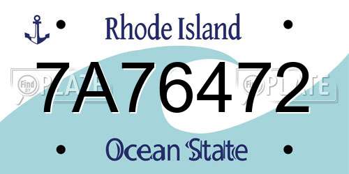 7A76472 Rhode Island License Plate