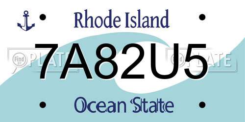 7A82U5 Rhode Island License Plate