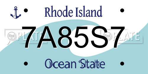 7A85S7 Rhode Island License Plate