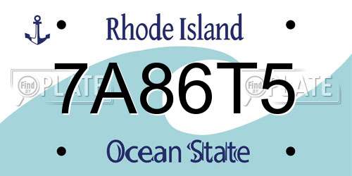 7A86T5 Rhode Island License Plate