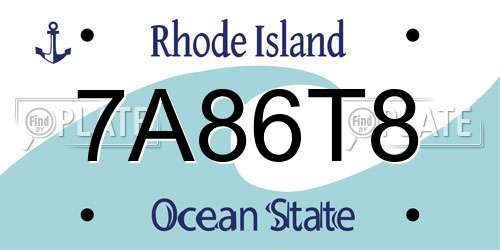 7A86T8 Rhode Island License Plate