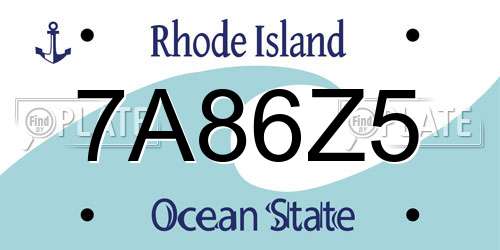7A86Z5 Rhode Island License Plate