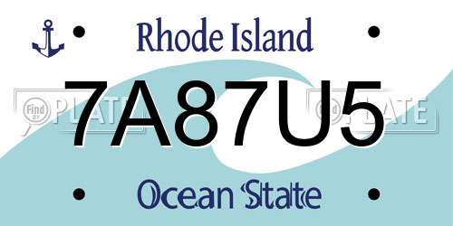 7A87U5 Rhode Island License Plate