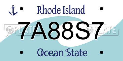 7A88S7 Rhode Island License Plate