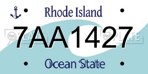 7AA1427 Rhode Island License Plate