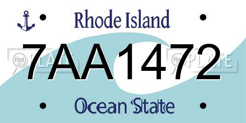 7AA1472 Rhode Island License Plate