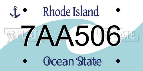 7AA506 Rhode Island License Plate