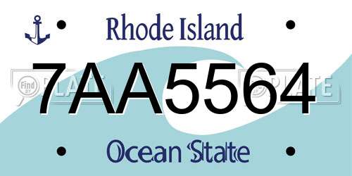 7AA5564 Rhode Island License Plate