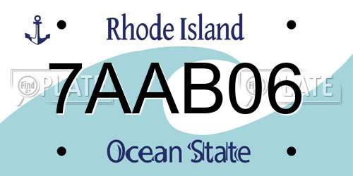 7AAB06 Rhode Island License Plate