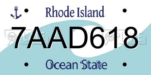 7AAD618 Rhode Island License Plate