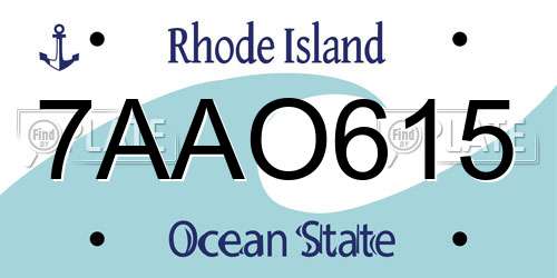 7AAO615 Rhode Island License Plate