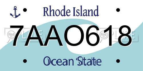 7AAO618 Rhode Island License Plate