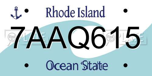 7AAQ615 Rhode Island License Plate