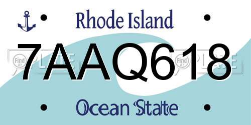 7AAQ618 Rhode Island License Plate
