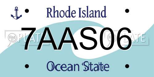 7AAS06 Rhode Island License Plate
