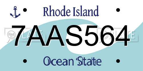 7AAS564 Rhode Island License Plate