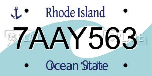 7AAY563 Rhode Island License Plate