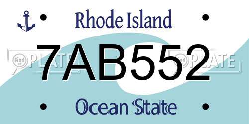 7AB552 Rhode Island License Plate