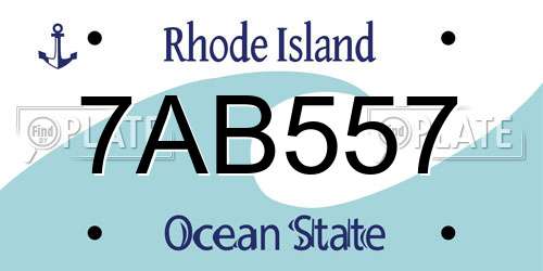 7AB557 Rhode Island License Plate