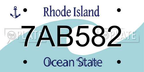 7AB582 Rhode Island License Plate